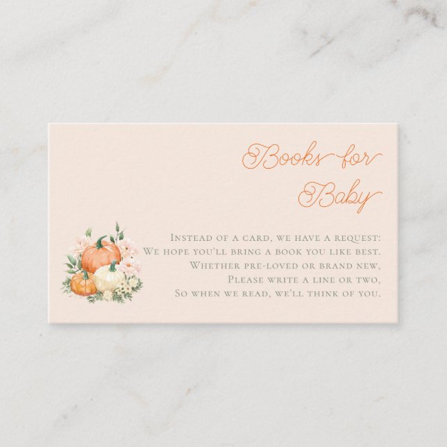 Tarjeta De Recepción Calabazas singulares y libros rosados para bebé (Anverso)