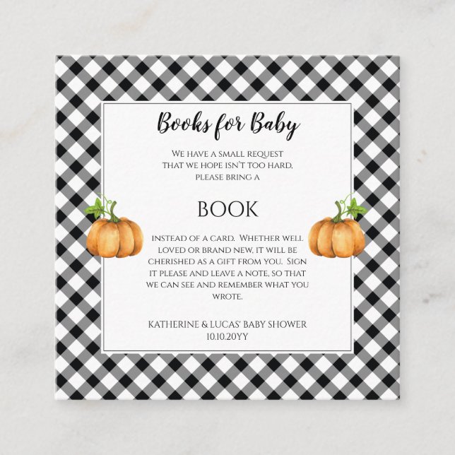 Tarjeta De Recepción Calabazas | Solicitud de libro de Baby Shower Sunf (Anverso)