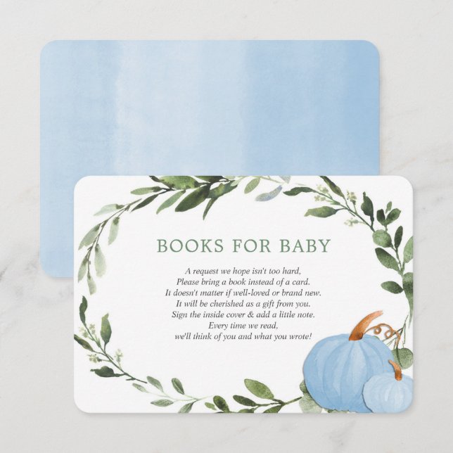 Tarjeta De Recepción Calabazas verdes azules caen libros para el niño (Anverso / Reverso)