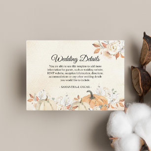 Tarjeta De Recepción Calabazas y flores rusticas otoñales
