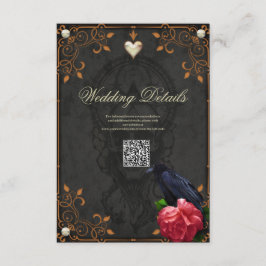 Tarjeta De Recepción Calavera gótica y Raven.