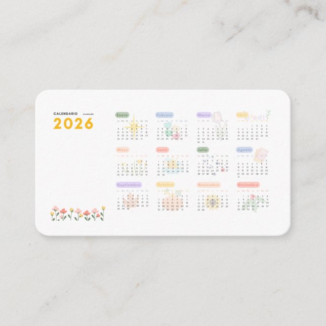 Tarjeta De Recepción calendario 2026 marie studio (Anverso)