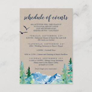 Tarjeta De Recepción Calendario de eventos del fin de semana del Boda K