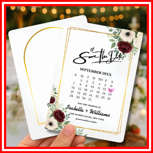 Tarjeta De Recepción Calendario de Geometría Verde Salvia Boda Guardar 