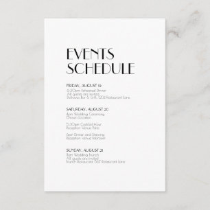 Tarjeta De Recepción Calendario minimalista de Bodas modernistas