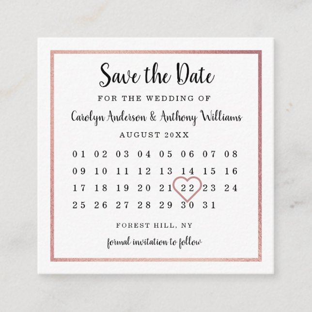 Tarjeta De Recepción Calendario moderno de Relieve metalizado dorado Ro (Anverso)