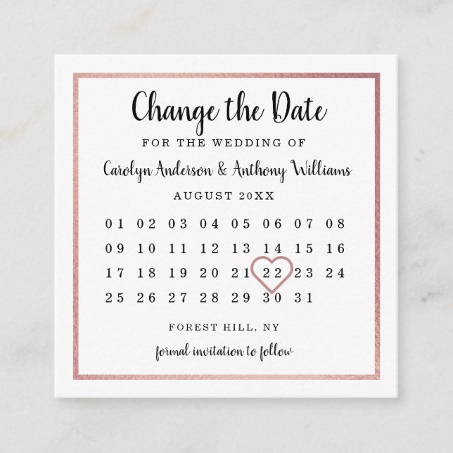 Tarjeta De Recepción Calendario moderno de Relieve metalizado dorado Ro (Anverso)