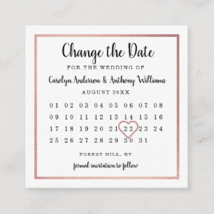 Tarjeta De Recepción Calendario moderno de Relieve metalizado dorado Ro