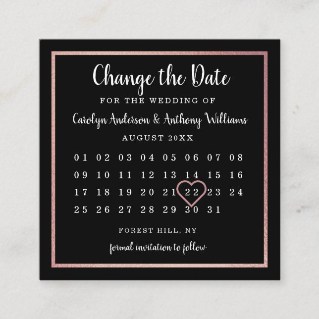 Tarjeta De Recepción Calendario moderno de Relieve metalizado dorado Ro (Anverso)