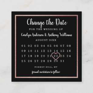 Tarjeta De Recepción Calendario moderno de Relieve metalizado dorado Ro