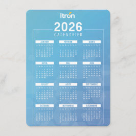 Tarjeta De Recepción Calendrier 2026 Itron Bleu Français