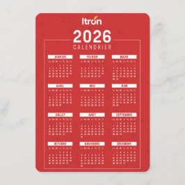 Tarjeta De Recepción Calendrier 2026 Rouge Français