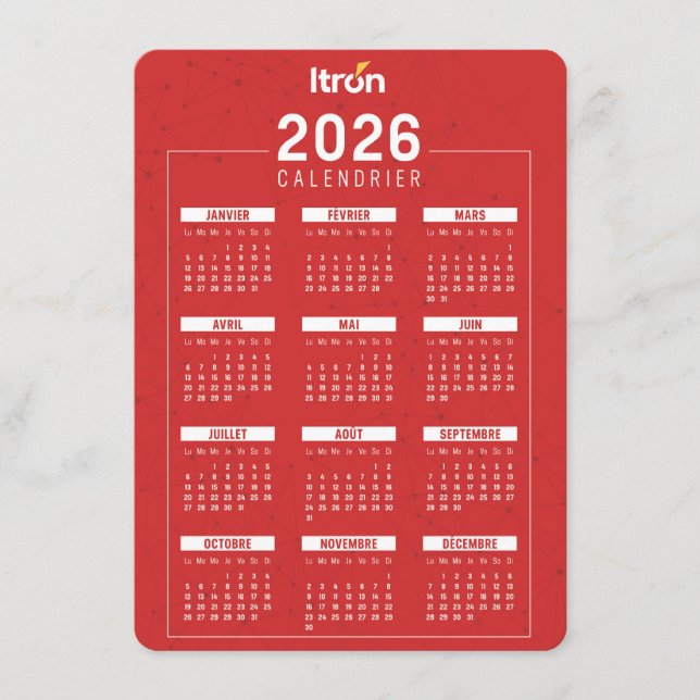 Tarjeta De Recepción Calendrier 2026 Rouge Français (Anverso)