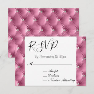 Tarjeta De Recepción Cálida Moda Blanda Faux Pink Velvet Wedding RSVP