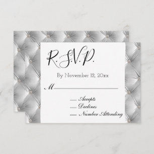 Tarjeta De Recepción Cálida Moda Blanda Gris Faux Velvet Wedding RSVP