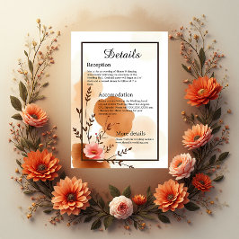 Tarjeta De Recepción Cálido otoño botánico florals