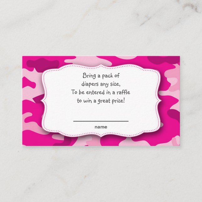 Tarjeta De Recepción Caliente rosa Fuchsia Camo billetes de raffre inse (Anverso)