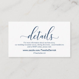 Tarjeta De Recepción Caligrafía azul de la Marina moderna, detalles del