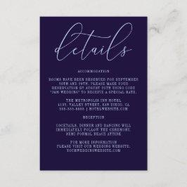 Tarjeta De Recepción Caligrafía azul oscura Detalles modernos sencillos