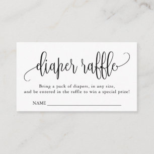 Tarjeta De Recepción Caligrafía Baby Shower Diaper Raffle