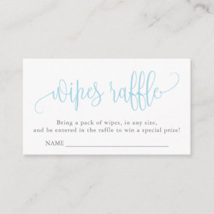 Tarjeta De Recepción Caligrafía Baby Shower Wipes Raffle, azul claro