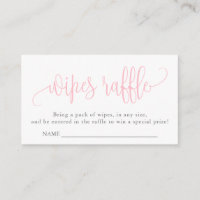 Caligrafía Baby Shower Wipes Raffle, bebé rosado