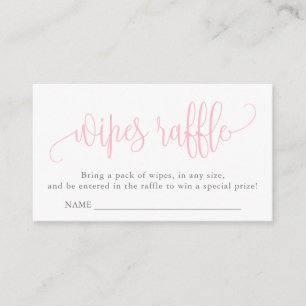 Tarjeta De Recepción Caligrafía Baby Shower Wipes Raffle, bebé rosado
