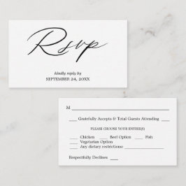 Tarjeta De Recepción Caligrafía blanca y negra de presupuesto 2SM Meal 