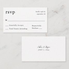 Tarjeta De Recepción Caligrafía blanca y negra de presupuesto 9 No RSVP