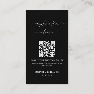 Tarjeta De Recepción Caligrafía Boda Captura el amor Código QR