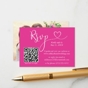 Tarjeta De Recepción Caligrafía Boda de fotografía cardiaca de rosa cal