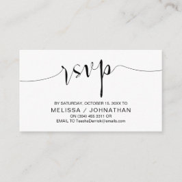 Tarjeta De Recepción Caligrafía boda, escritura negra, RSVP cena