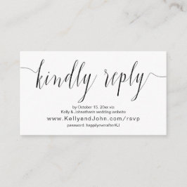 Tarjeta De Recepción Caligrafía boda, negro, cena en línea RSVP