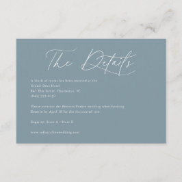 Tarjeta De Recepción Caligrafía Contemporánea Detalles de Boda Azul