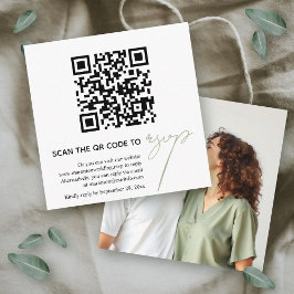 Tarjeta De Recepción Caligrafía de código QR moderna boda de fotos RSVP