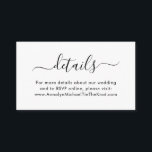 Tarjeta De Recepción Caligrafía de guión moderna Detalles mínimos<br><div class="desc">Tarjeta mínima de gabinete con un encabezado en caligrafía de guión e información o mensaje a los invitados en tipografía moderna.</div>