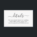 Tarjeta De Recepción Caligrafía de guión moderna Detalles mínimos<br><div class="desc">Tarjeta mínima de gabinete con un encabezado en caligrafía de guión e información o mensaje a los invitados en tipografía moderna.</div>