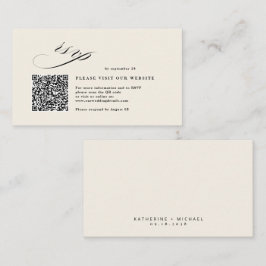 Tarjeta De Recepción Caligrafía de guión romántico QR Boda de código RS