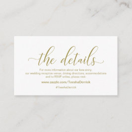 Tarjeta De Recepción Caligrafía de oro moderno, nuestros detalles, siti