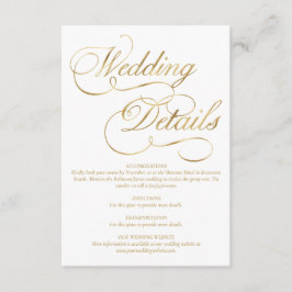 Tarjeta De Recepción Caligrafía de Relieve metalizado dorado blanco y f