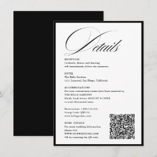 Tarjeta De Recepción Caligrafía de script romántico Detalles del Boda d