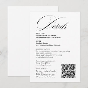 Tarjeta De Recepción Caligrafía de script romántico Detalles del Boda d