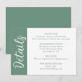 Tarjeta De Recepción Caligrafía decorativa de Sage Green