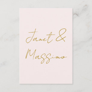 Tarjeta De Recepción Caligrafía elegante de nombre simple en color dora