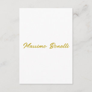 Tarjeta De Recepción Caligrafía Elegante Dorado Blanco Llano Nombre Sim