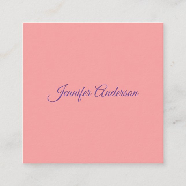Tarjeta De Recepción Caligrafía Elegante Pastel Rojo Nombre Personaliza (Anverso)