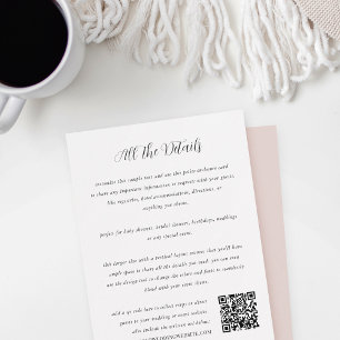 Tarjeta De Recepción Caligrafía elegante todo en un código QR de boda