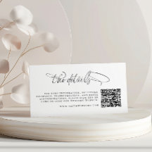 Caligrafía en blanco y negro Código QR Los detalle