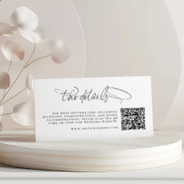 Tarjeta De Recepción Caligrafía en blanco y negro Código QR Los detalle