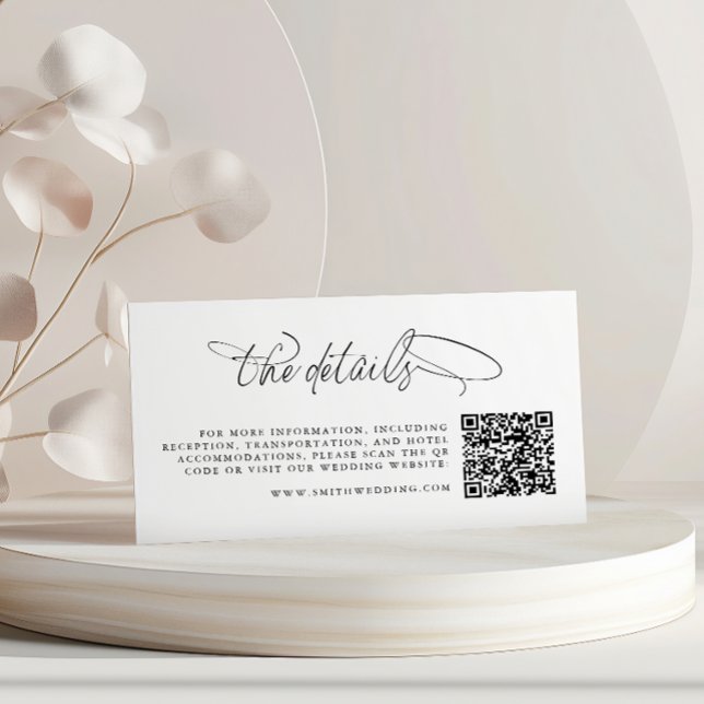 Tarjeta De Recepción Caligrafía en blanco y negro Código QR Los detalle (Subido por el creador)